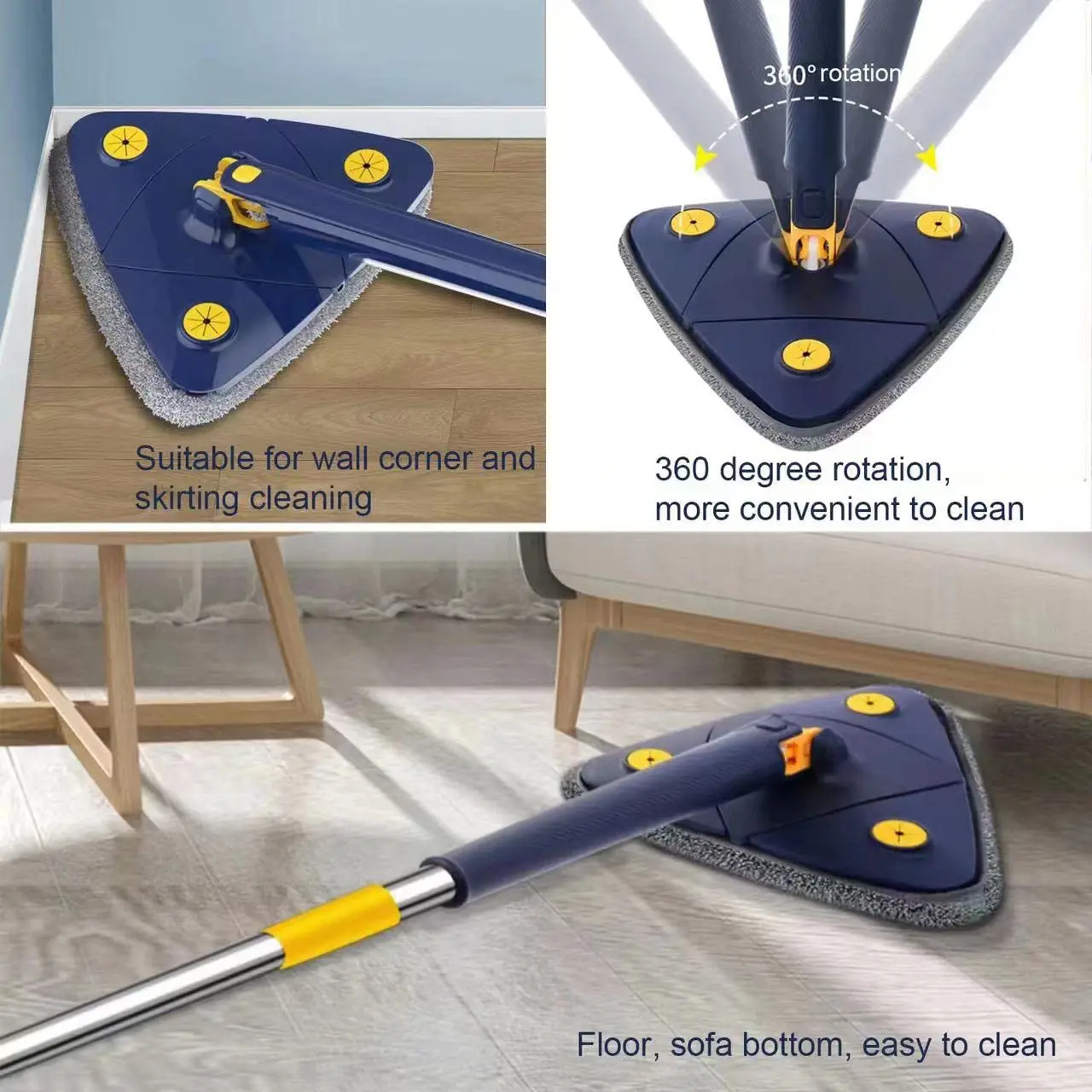 360° NEW-Multifunction Triangle Squeeze Mop Rotatable Adjustable Floor Cleaning Mop Home Floor Windows Cleaning Tools