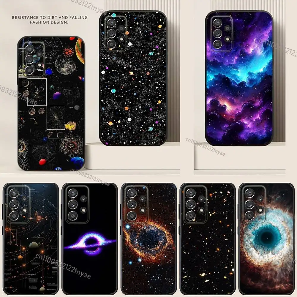 

Space For Galaxy Universe Phone Case For Samsung S24,21,22,23,30,Ultra,20,Plus,Note,10,9,Black soft silicone case