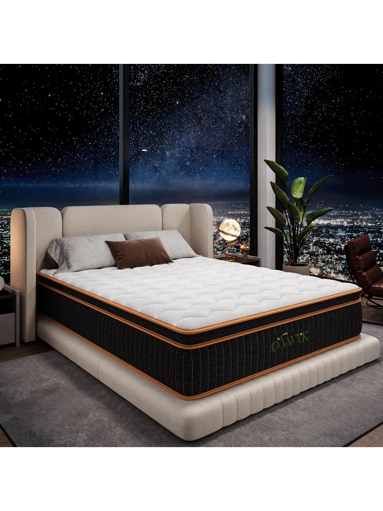 

Матрас 12-дюймовый, гибридный матрас Queen Size, кровать в коробке, пена с эффектом памяти и индивидуальные карманные пружины, поддержка кромок, движение