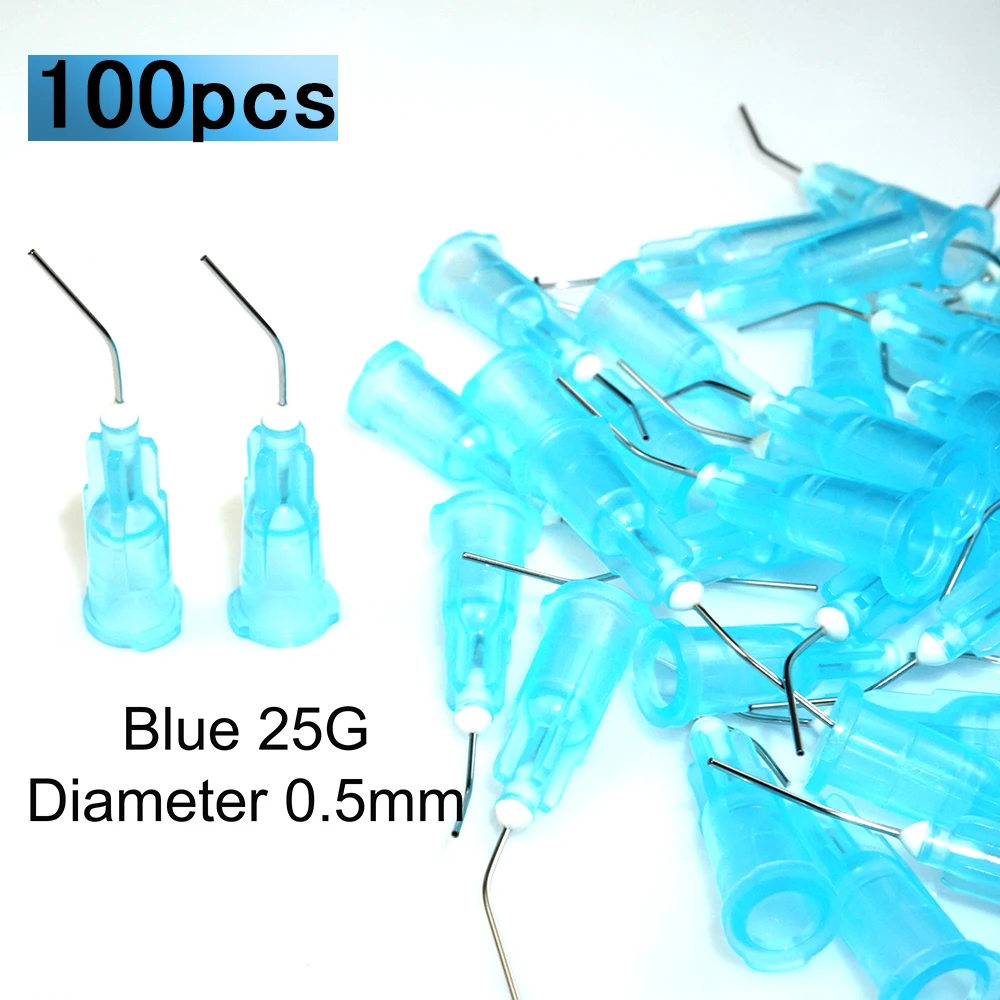 100Pcs Dental Irrigation Bent Needle Tips for Teeth Whitening Curved Needle Dental Tooth Cleaning Oral Care Odontologia Probent