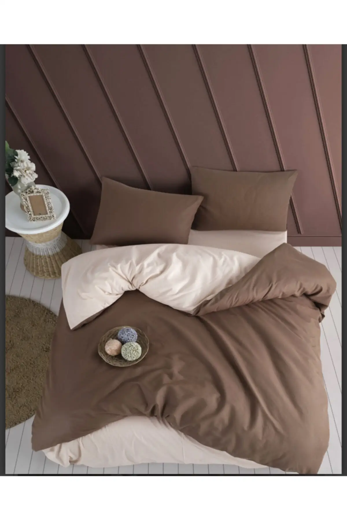 Single Double Color Single Duvet Cover Almond Brown 140 cm X 200 cm