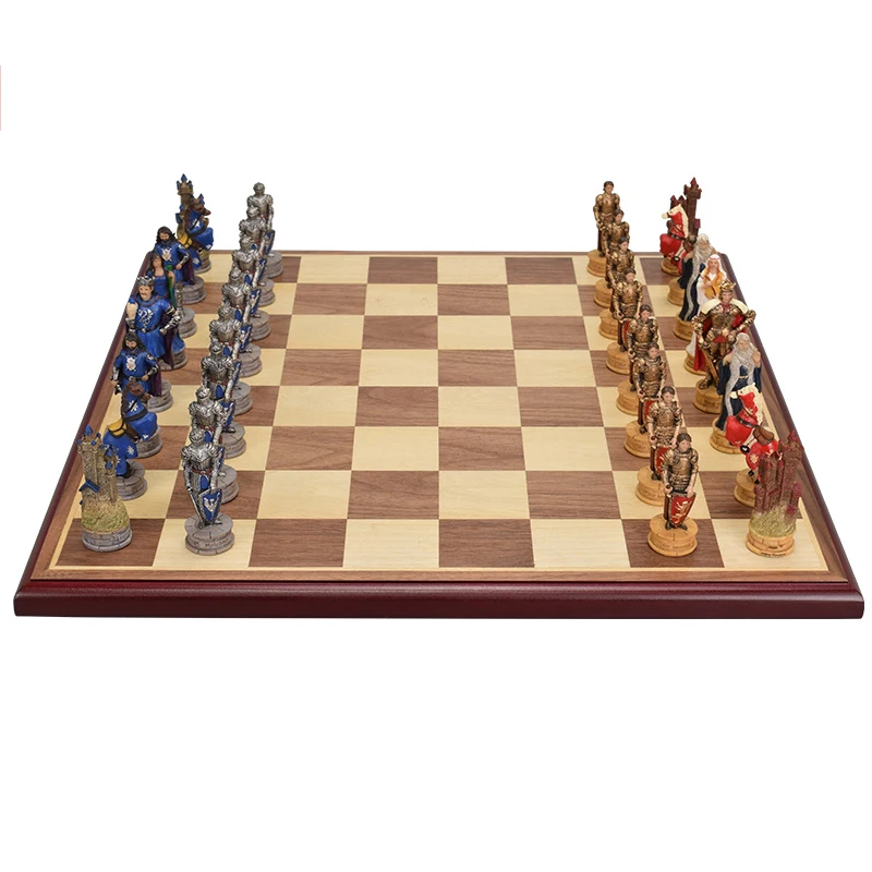 Chess three-dimensional character high-grade large chess piece chess resin character chess wooden chessboard Travel Chess  I174