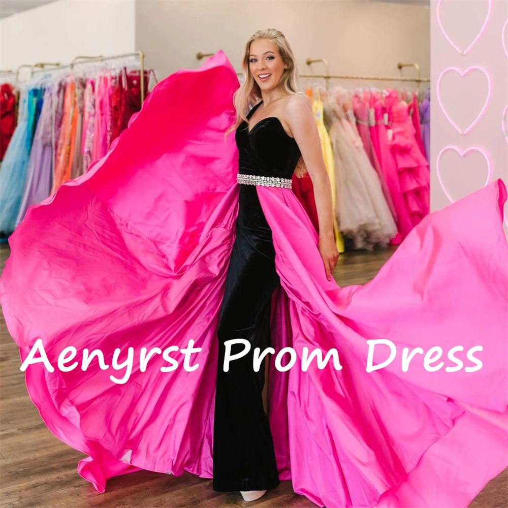 Aenyrst-Vestidos de Cóctel de un hombro con escote Corazón, tren desmontable de sirena, vestidos de baile de graduación, vestido de fiesta largo hasta el suelo, hecho a medida