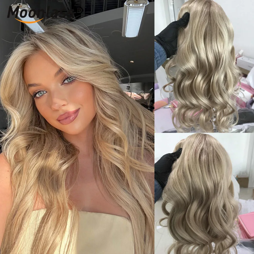 260% Density 100% Raw Human Hair Wig Highlight Vanilla Cream Blonde Salon Hair Color Wig Body Wave Pre Cut 13x6 Lace Front Wig