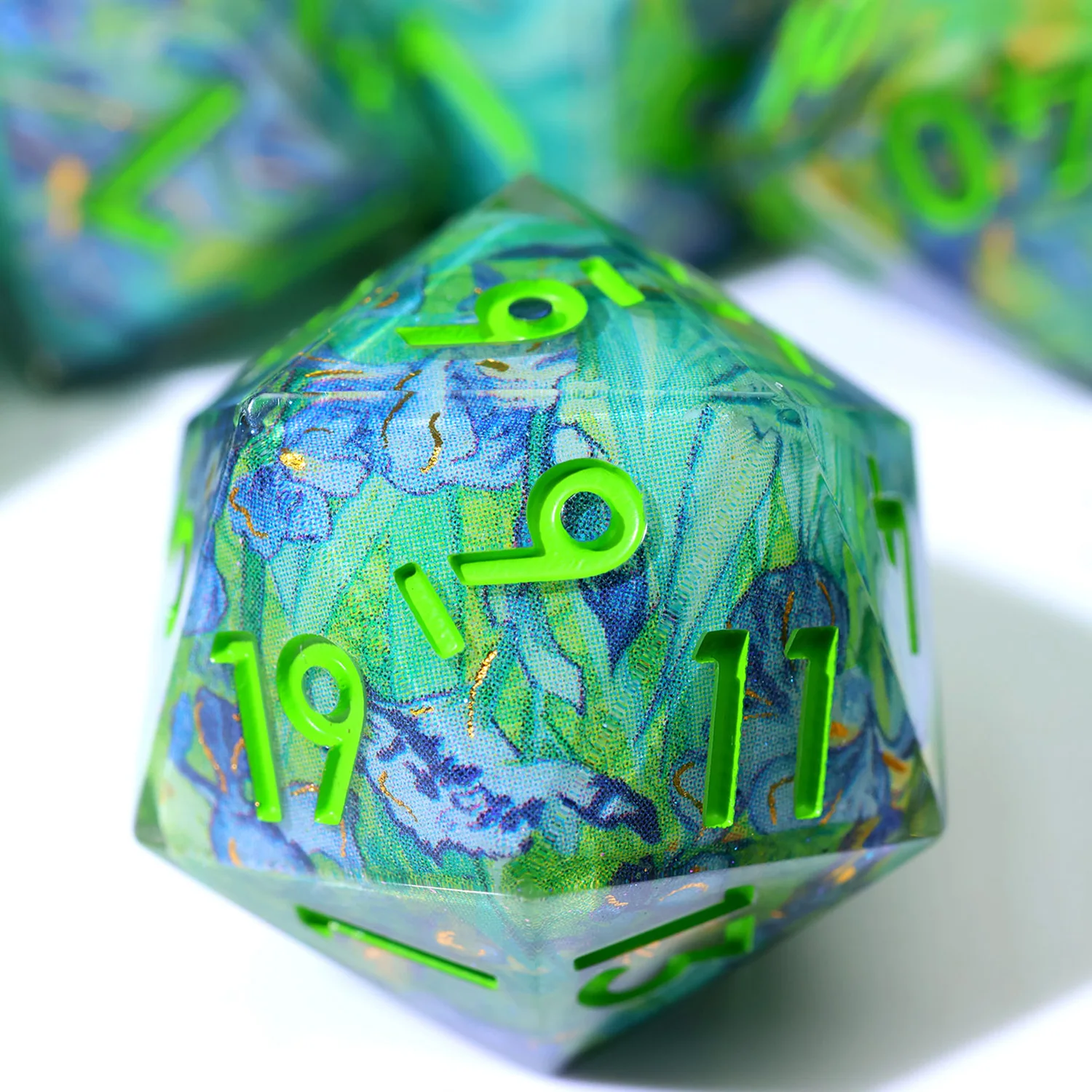 

Sharp Edge Resin DND Dice Set,Spring Theme Oil Painting Full Cover Polyhedral Dice,RPG Dice for Dungeons and Dragons-F14