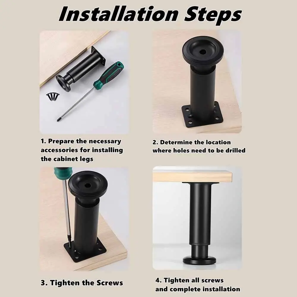 Adjustable Height Furniture Support Legs Heavy-Duty Load-Bearing Bed Beam Support Leg Replacement Legs DIY Accessories