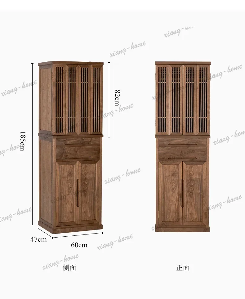 FG  solid wood shrine with door, home altar, minimalist buddhist shrine, black walnut offering table, buddhist cabinet