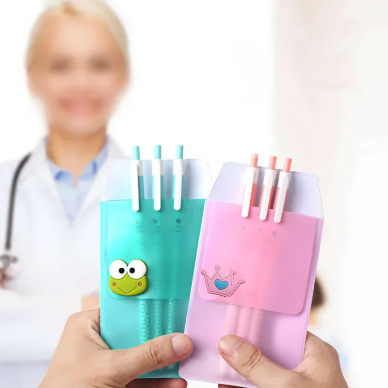 Imagem -02 - Portátil Fosco Pvc Vestuário Bolso Lápis Bolsa para Enfermeiros e Médicos Caneta Case Desenhos Animados Frutas e Animais à Prova de Vazamento Caneta Malote