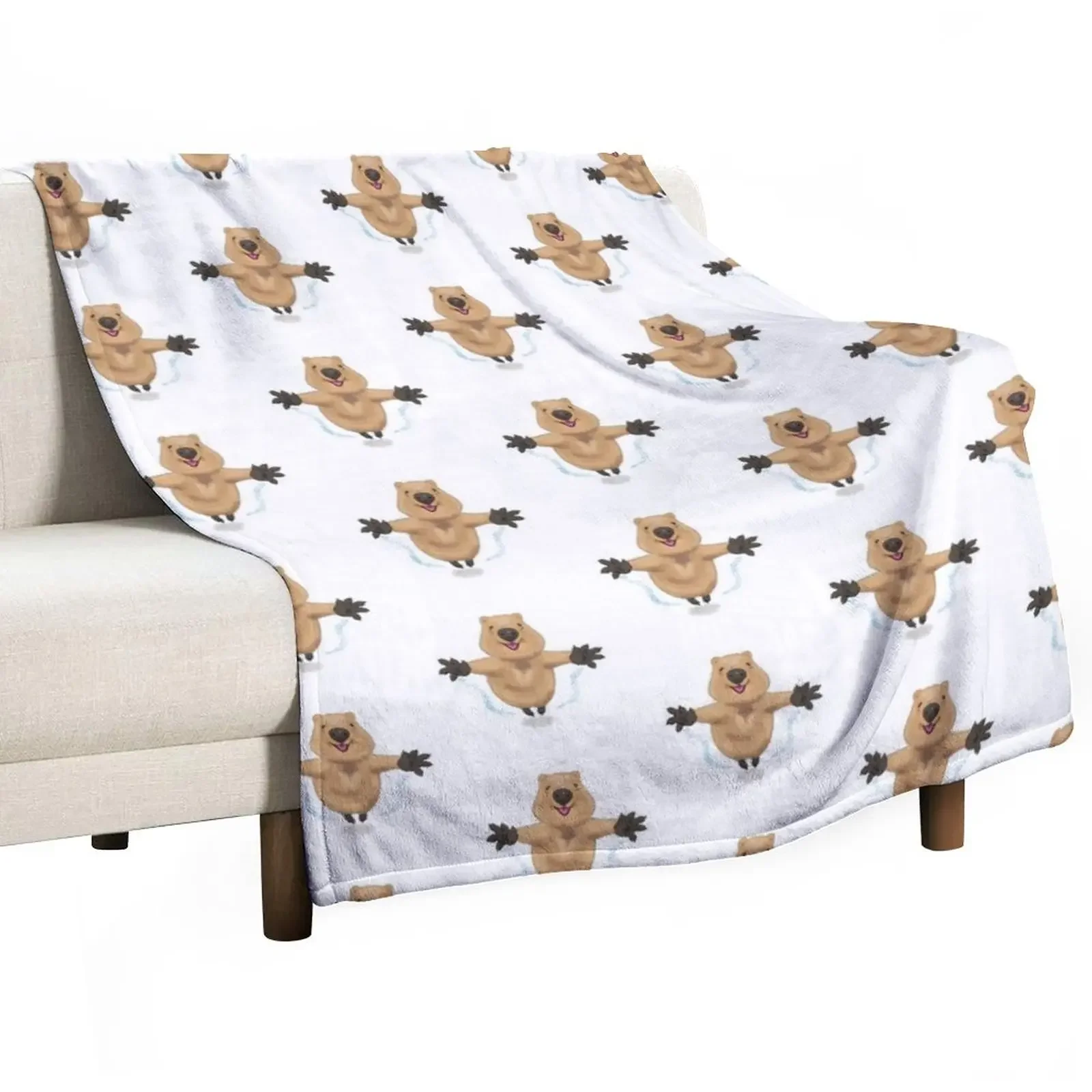 happy like a quokka Throw Blanket Stuffeds cosplay anime Moving Designers Blankets