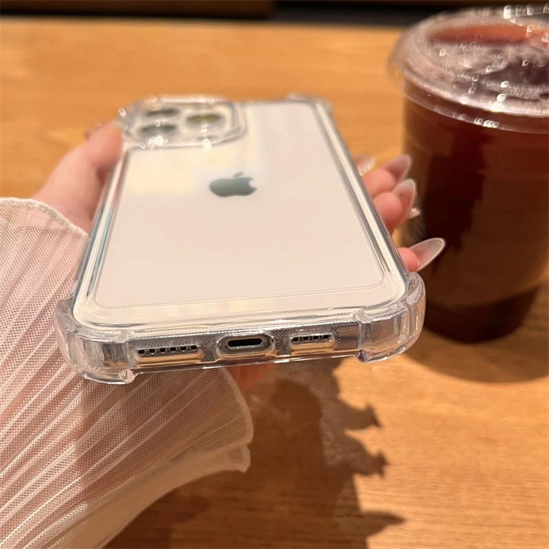 Funda transparente de lujo a prueba de golpes para iPhone 17 16 15 14 13 12 11 Pro Max X Xs XR Max 7 8 Plus SE, cubierta suave con bordes 3