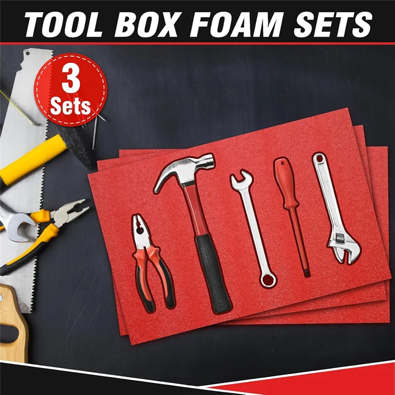 ABGE-3 Pz Cassetta degli attrezzi Organizzazione Schiuma 17,5 X 12 X 1 pollice Ombra Schiuma antiscivolo Cassetta degli attrezzi Cassetto petto Inserti Organizer Liner Zerbino US