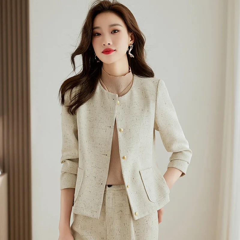 French-style round-neck two-piece jacket set for women in early autumn2023New design of the year, stylish and slimming pants sui
