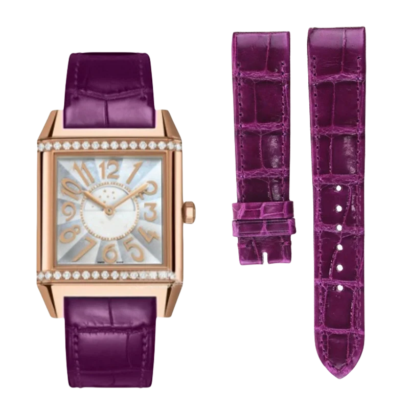 لجايجر - سلسلة ليكولتر ريفيرسو س 7058420   شاهد أشرطة ساعة من الجلد الطبيعي الناعم