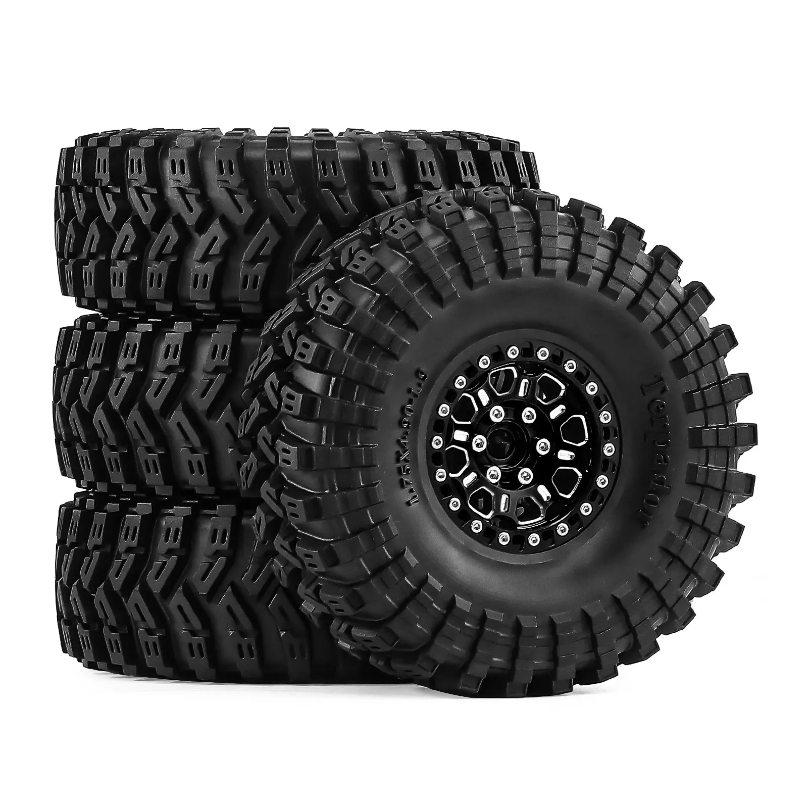 Pneus sur chenilles RC 1.9 "sur jantes Beadlock en aluminium, pneus en caoutchouc collant pour plate-forme d'essieu de portail AXIAL TRX4 SCX10 III, roue hexagonale de 12mm Se