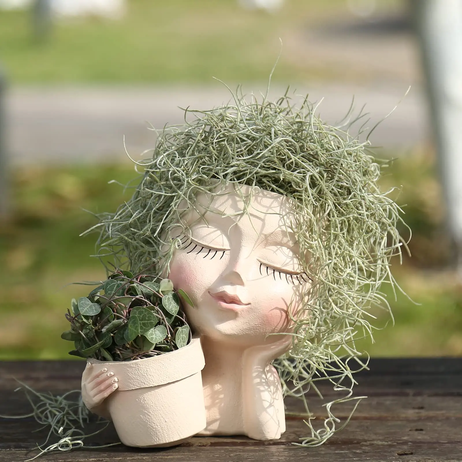 Flowerpot Nordic Style Home Decor Cute Lady Face Plant Pots Resin Head Planter