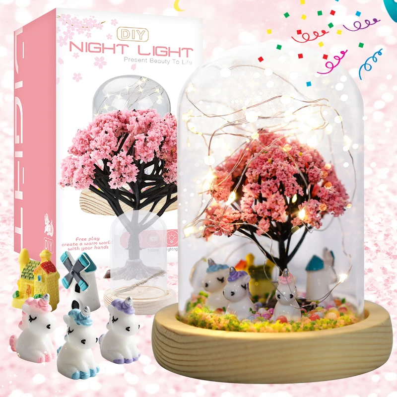 DIY nightlight micro-landscape handmade gifts, romantic Valentine\'s Day gifts, creative handmade fairy lamp toys, immortal flowe