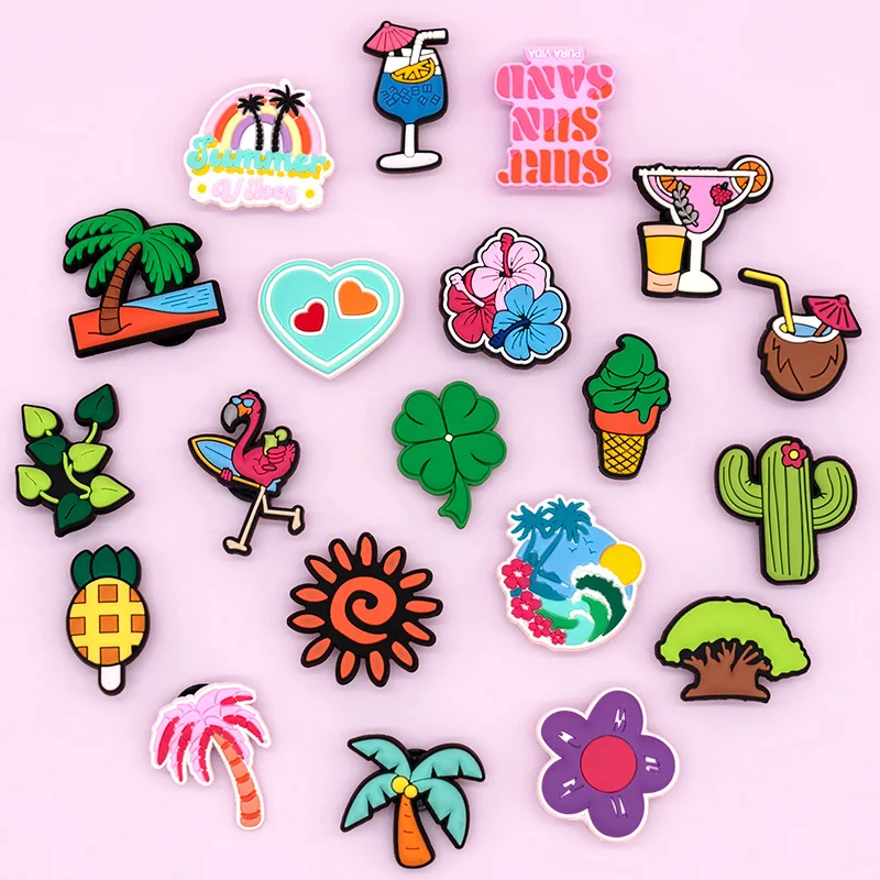 1/20pcs Summer Style Shoe Charms Ice cream Coconut Drinks Shoe Decoration Accessories Pins Clog Jean for Women Kids Clog Buckles