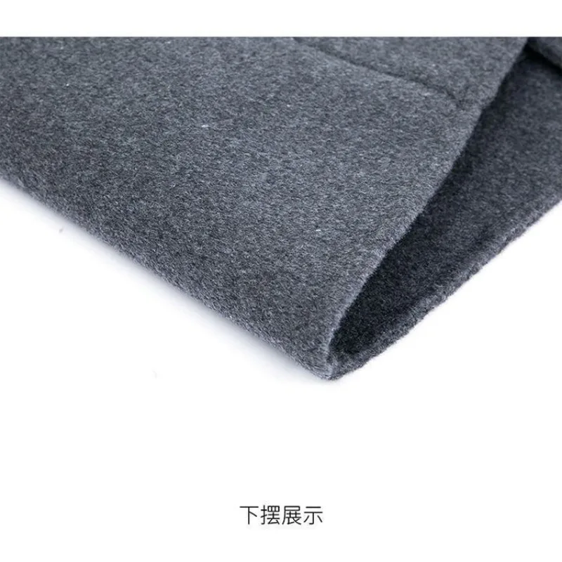 معطف رجالي متوسط الطول من التويد على الوجهين للخريف والشتاء من الصوف #6