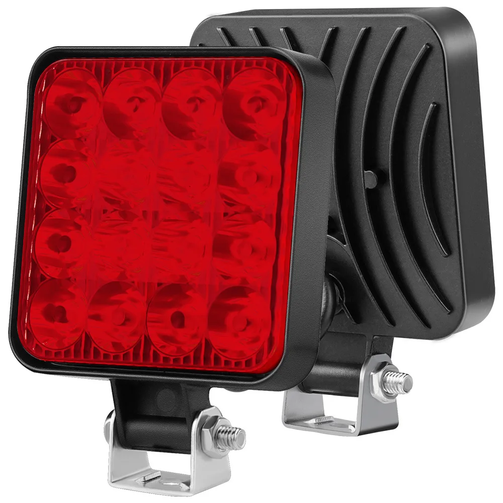 12V Waterproof LED Work Light Bar Square Spotlight 48W Headlight For Truck Off Road Night Driving Light for SUV