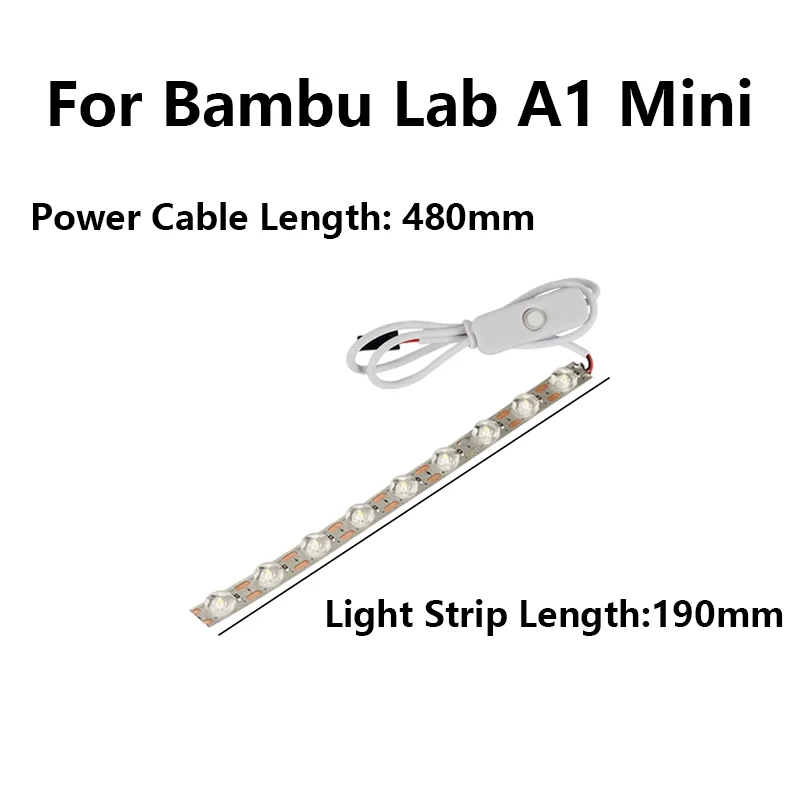 2-10pcs For Bambu Lab A1/A1mini Led Light Strip Ra95 Fill Light 24V White Light Super Bright Bambulab 3D Printer Accessories