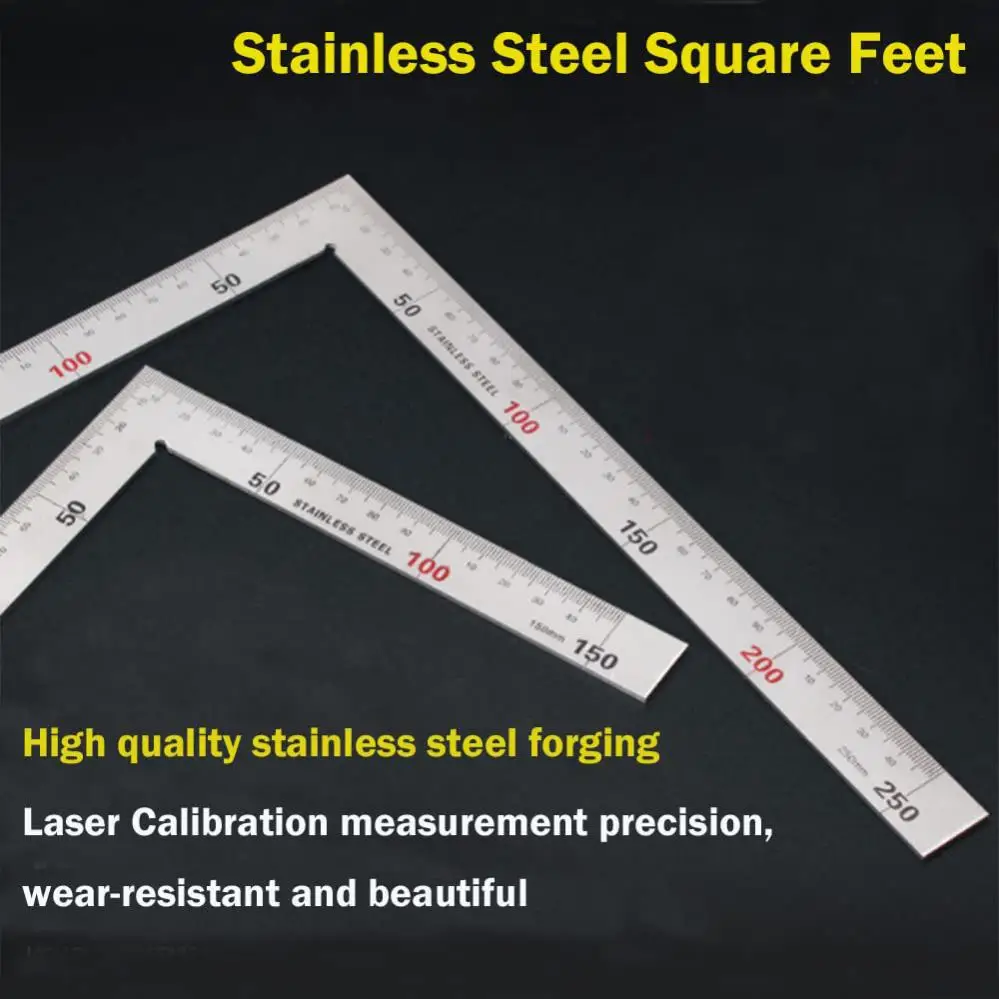 1 Piece Angle Rulers 150 x 300mm /250 x 500mm 90 Degree Stainless Steel Right Angle Ruler for Woodworking / Office