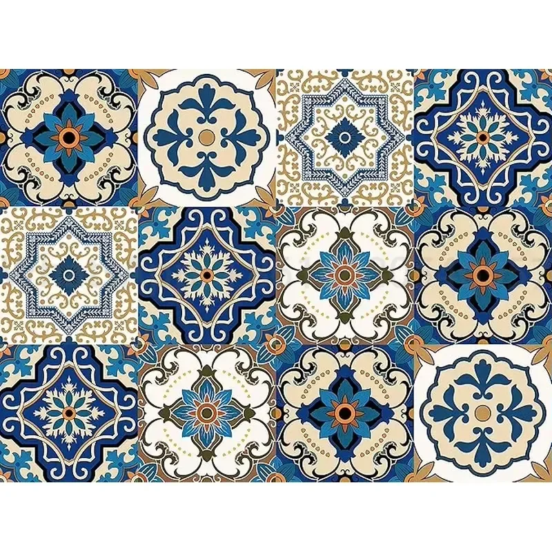Kakofaci Bohemian Style 12 Pcs (6x6 In) Decorative Tile Stickers,Peel and Stick Wallcovering