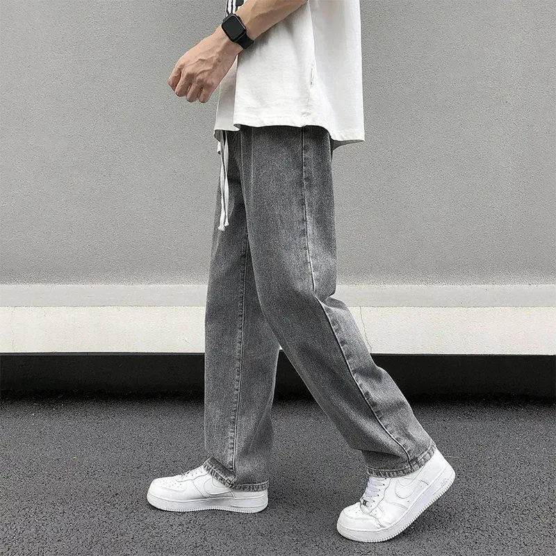 

Versatile Men's Jeans Straight Leg Loose Comfortable Elastic Waist Drapey Casual Pants Korean Sle Spring Autumn New Arrival