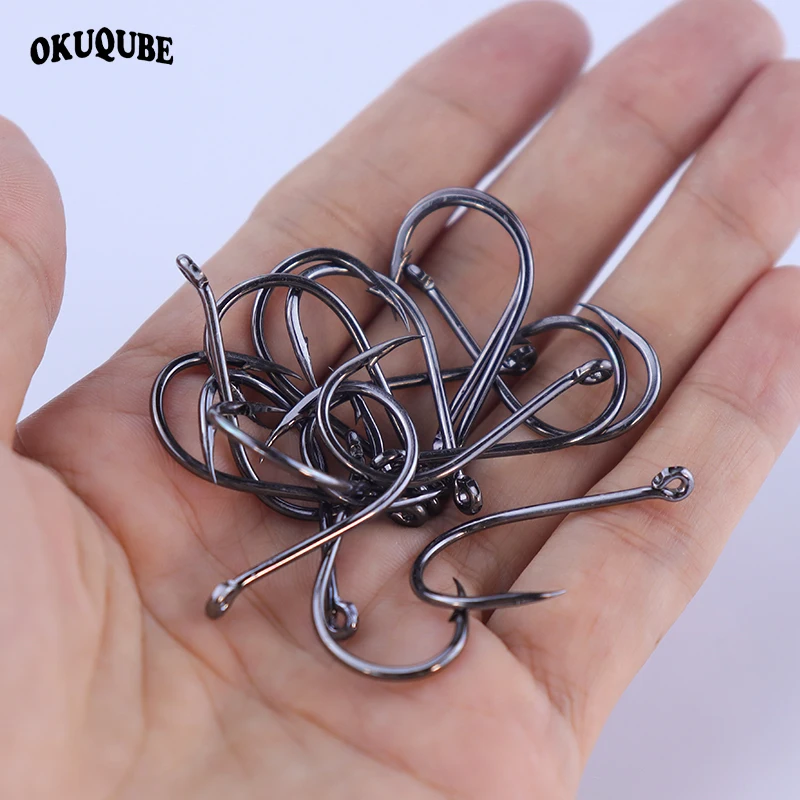 50pcs/lot Fishing Hooks Coating High Carbon Stainless Steel Barbed Sharped Circle Fish Hooks For Fishing Carp Bass Octopus