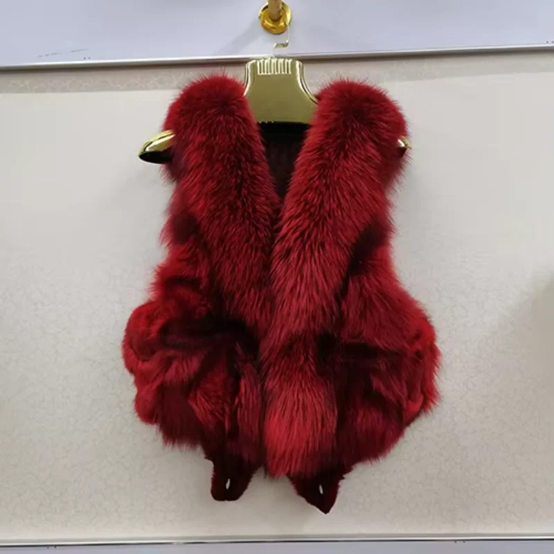 100% Genuine Real Fox Fur Vest Women Luxury Natural Soft Fox Fur Sleeveless Jacket New Lady Quality Warm Real Fox Fur Gilet