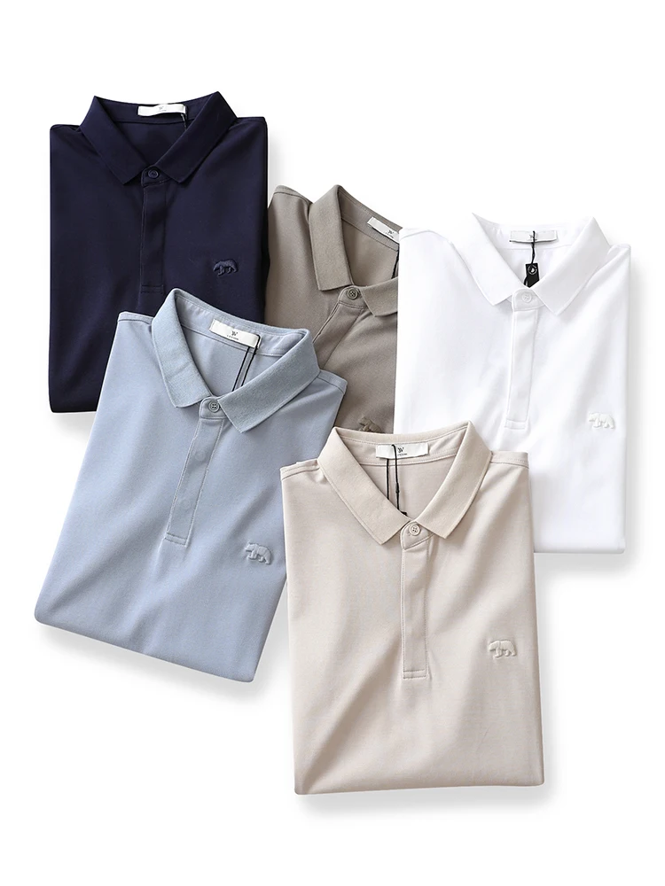 

Мужская футболка из хлопка с вышивкой маленького носорога, повседневная, однотонная, весна-лето, для бизнеса