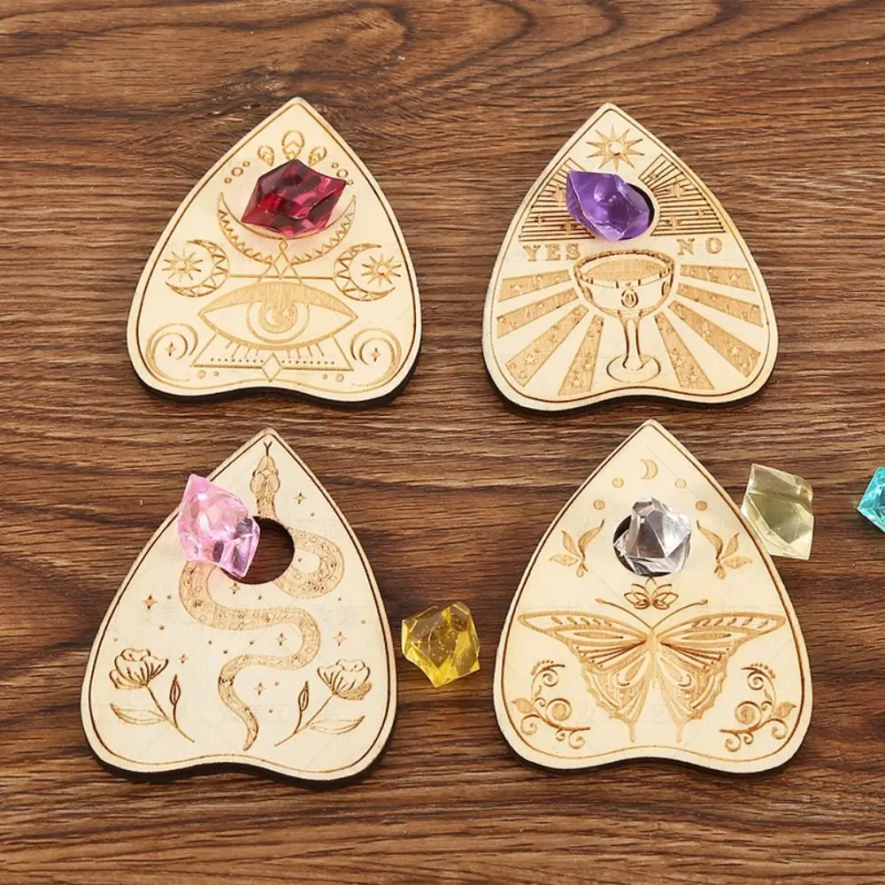 4Pcs/set Lotus-shaped Crystal Ball Holder Board Animal Pattern Wooden Carved Jewelry Display Shelf Wooden Heart-shaped Tray