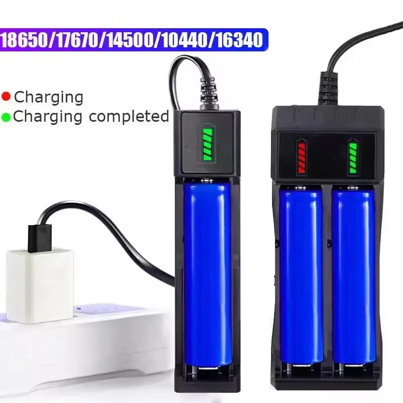 18650 Battery Charger 1/2/4 Slots Dual 18650 Charging 3.7V Rechargeable Lithium Battery USB Charger For 16340 14500 18650 image 3