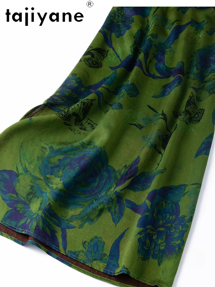 TAJIYANE 100% saias longas de seda amoreira para mulher saia verde vintage recém chegados 2025 roupas elegantes de verão Юбка Ж Dön Iyo