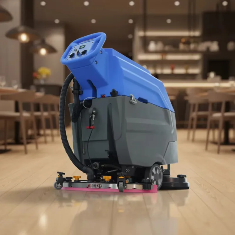 Electric Walk-Behind New Floor Scrubber With Large Water Tanks 55/65L 3300m/h Efficiency 820mm Squeegee Self-Propelled