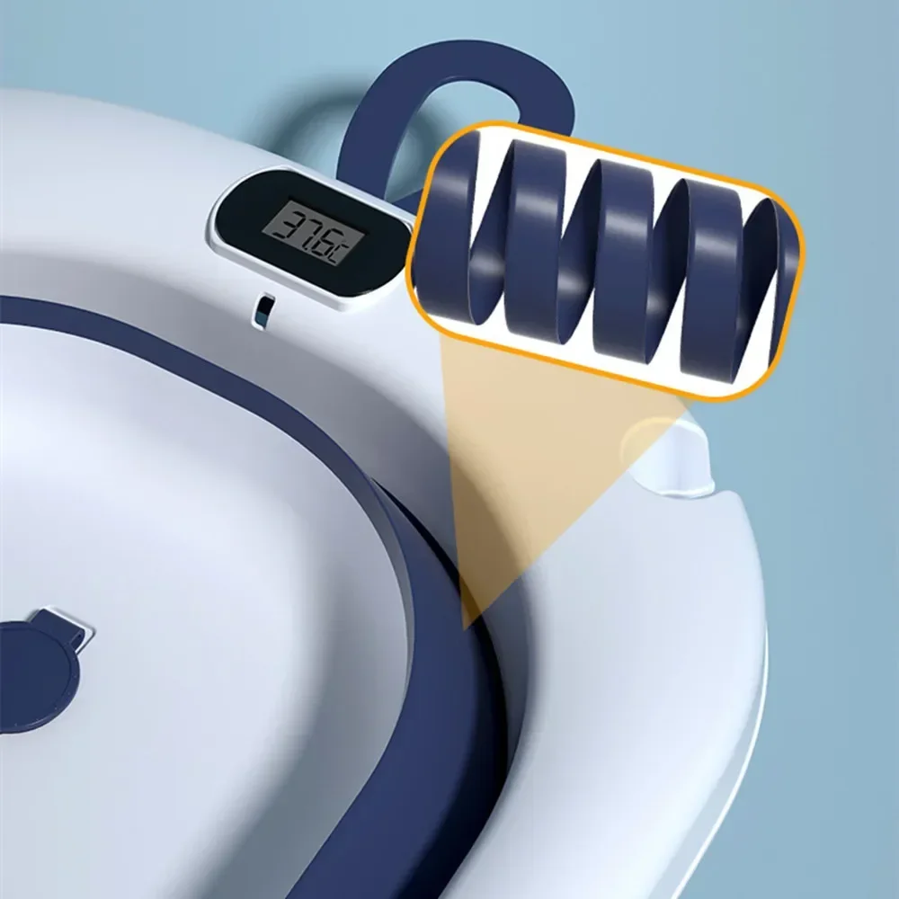 Bañera de silicona plegable con temperatura en tiempo Real para bebé, cubo para baño de pies antideslizante, baño plegable con Sensor de temperatura