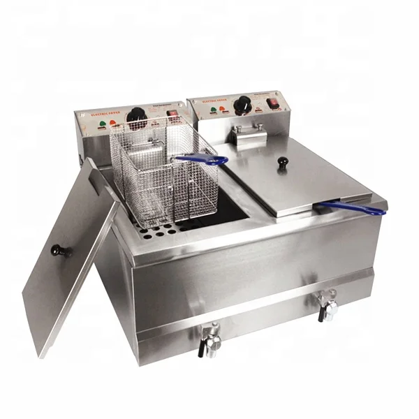 

COMMERCIAL ELECTRIC DEEP FRYER WITH OIL DRAIN MAX OIL 19 L +19L