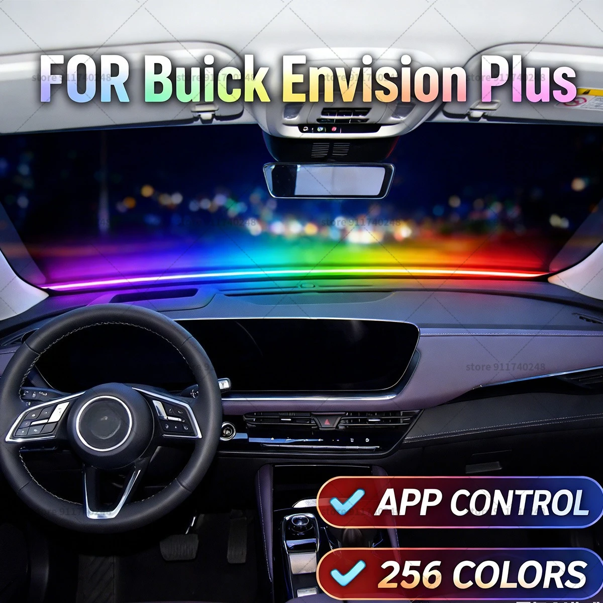 

For Buick Envision Plus Automotive decoration light strip,colorful acrylic front windshield soundproofing strip, ambience light