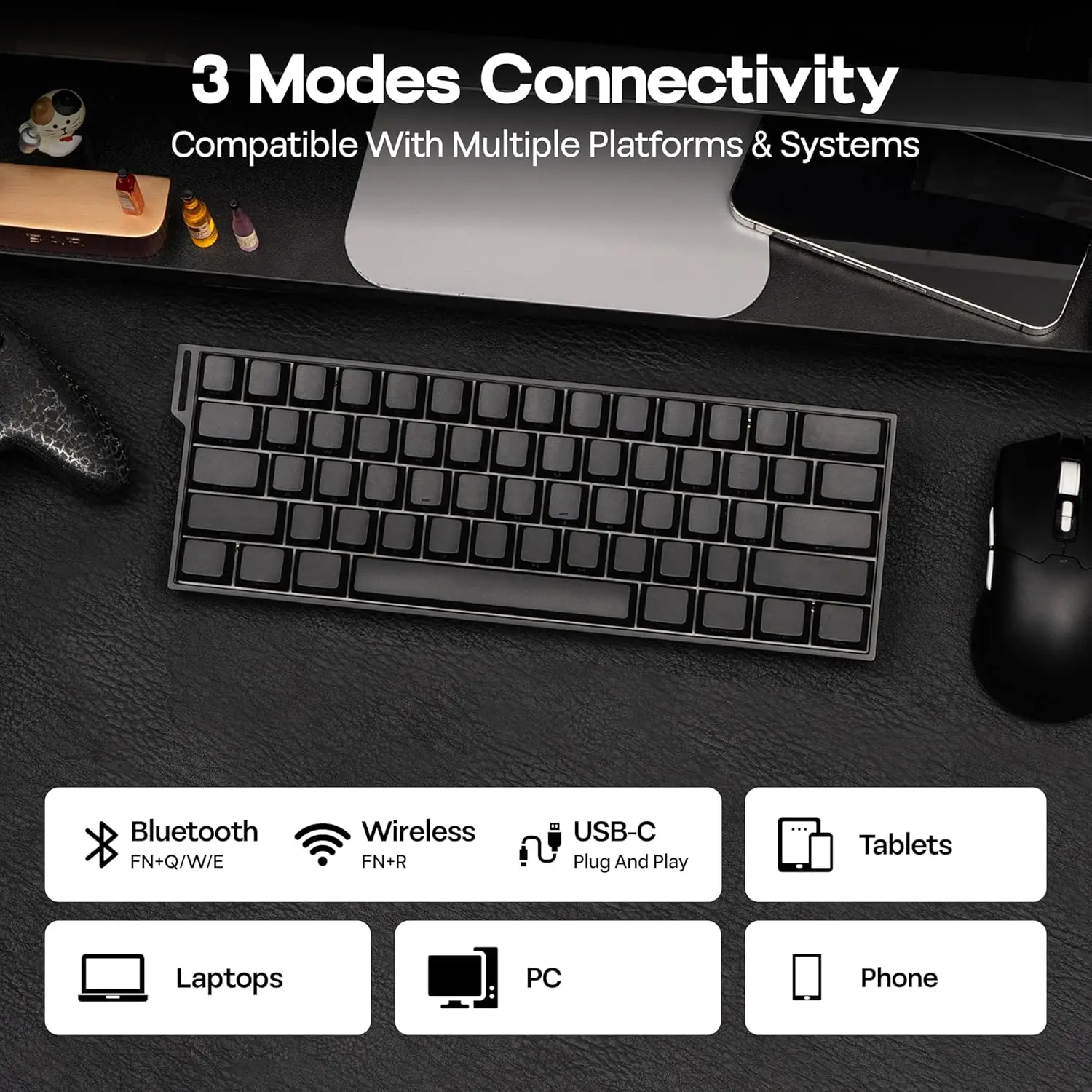 AULA Mini60 HE/Pro/Max 60 % Magnetschalter-Tastatur RGB Tri Mode Drahtlose mechanische Tastatur 8000 Hz 0,01 mmRT für PC-Gamer-Geschenke – Detail 11