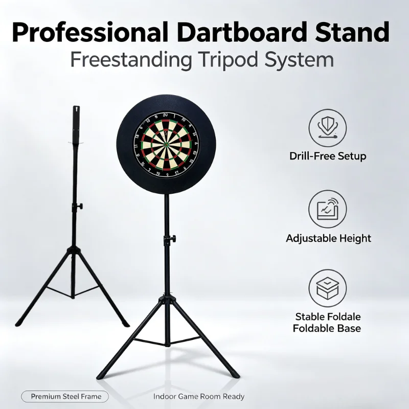 Dart board tripod Dart board stand Dart accessories Sturdy and durable Adjustable height Portable and easy to install