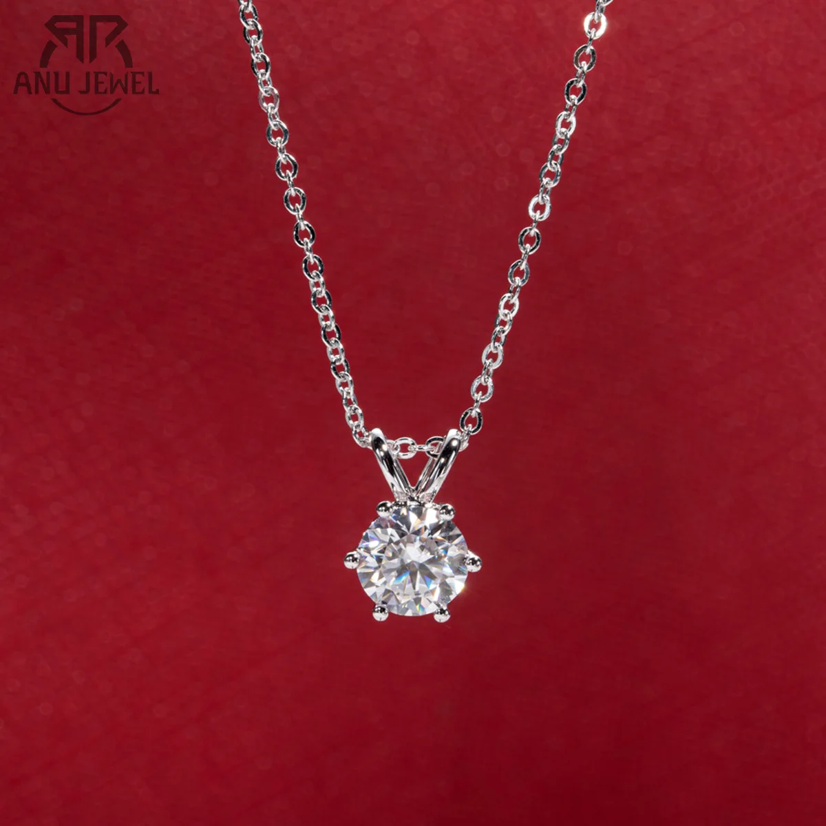 

AnuJewel Solid 14K Gold 1 Carat D Color Moissanite Diamond Pendant Necklace For Women With Certificate Fine Jewelry Wholesale