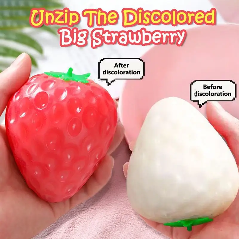 Color Changing Squeezable Stress Relief Ball Cute Strawberry Tangerine Fun Toy Great Stocking Stuffer for Holiday Gift