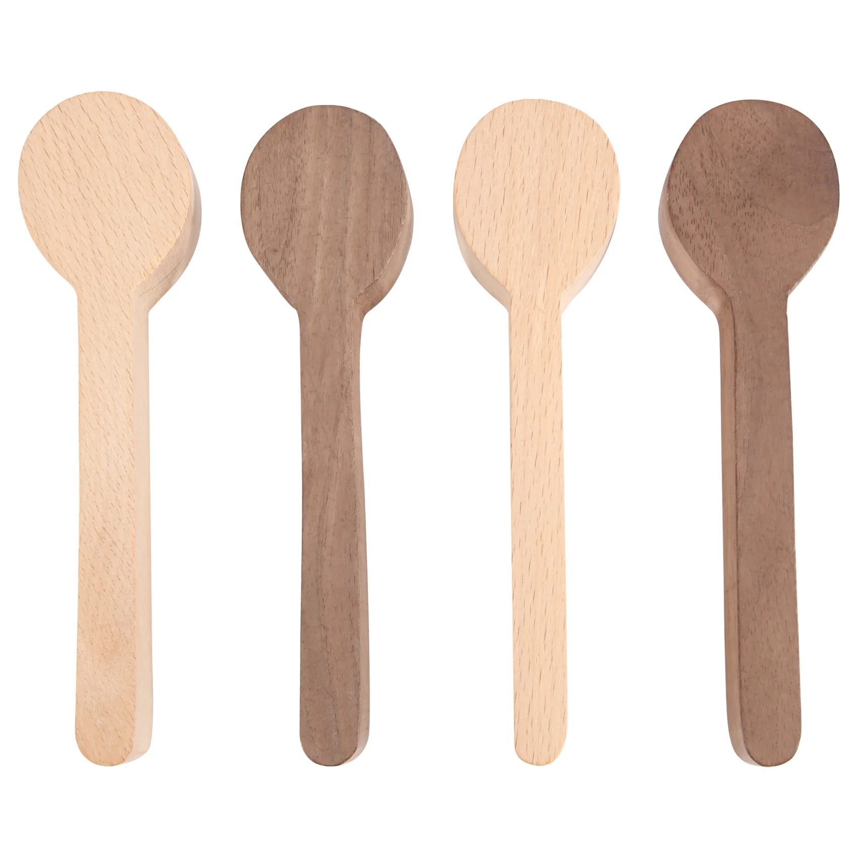 Wood Carving Spoon Blank Beech and Walnut Wood Unfinished Wooden Craft Whittling Kit for Whittler Starter (4Pcs)