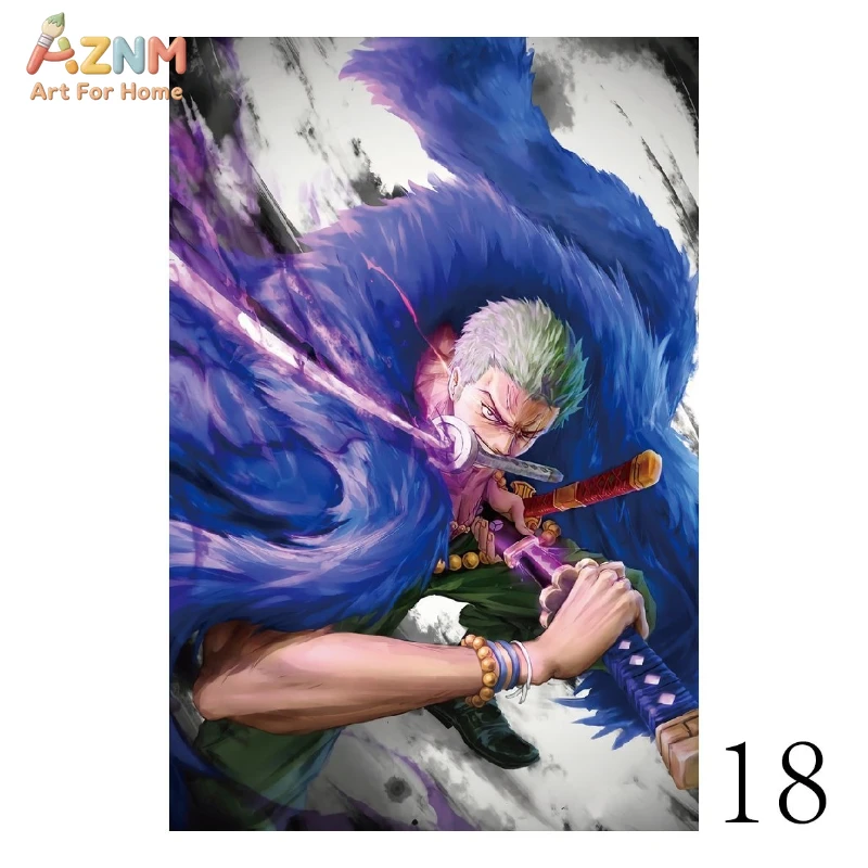 AZNM One Piece Luffy Impel Down Arc Jinbe Crocodile Ivankov Anime Frameless Canvas Wall Art, Manga Home Living Room Decor Painti