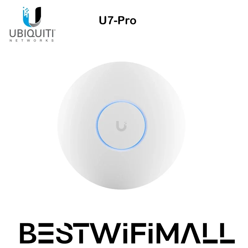 UBIQUITI U7-Pro WiFi 7 AP Ceiling-Mounted With 6 Spatial Streams And 6 GHz 140m² (1,500 ft²) Wireless Access Point 300+Connected