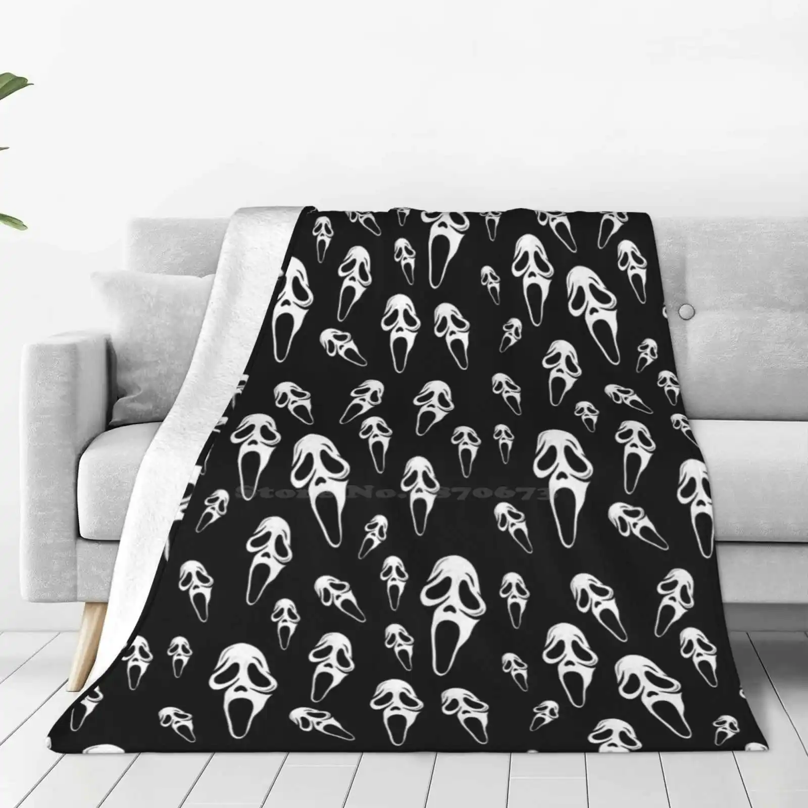 Scream Fanart Pattern Best Selling Room Household Flannel Blanket Scream Horror Movie Woodsboro 1996 Billy Stu Macher Tatum