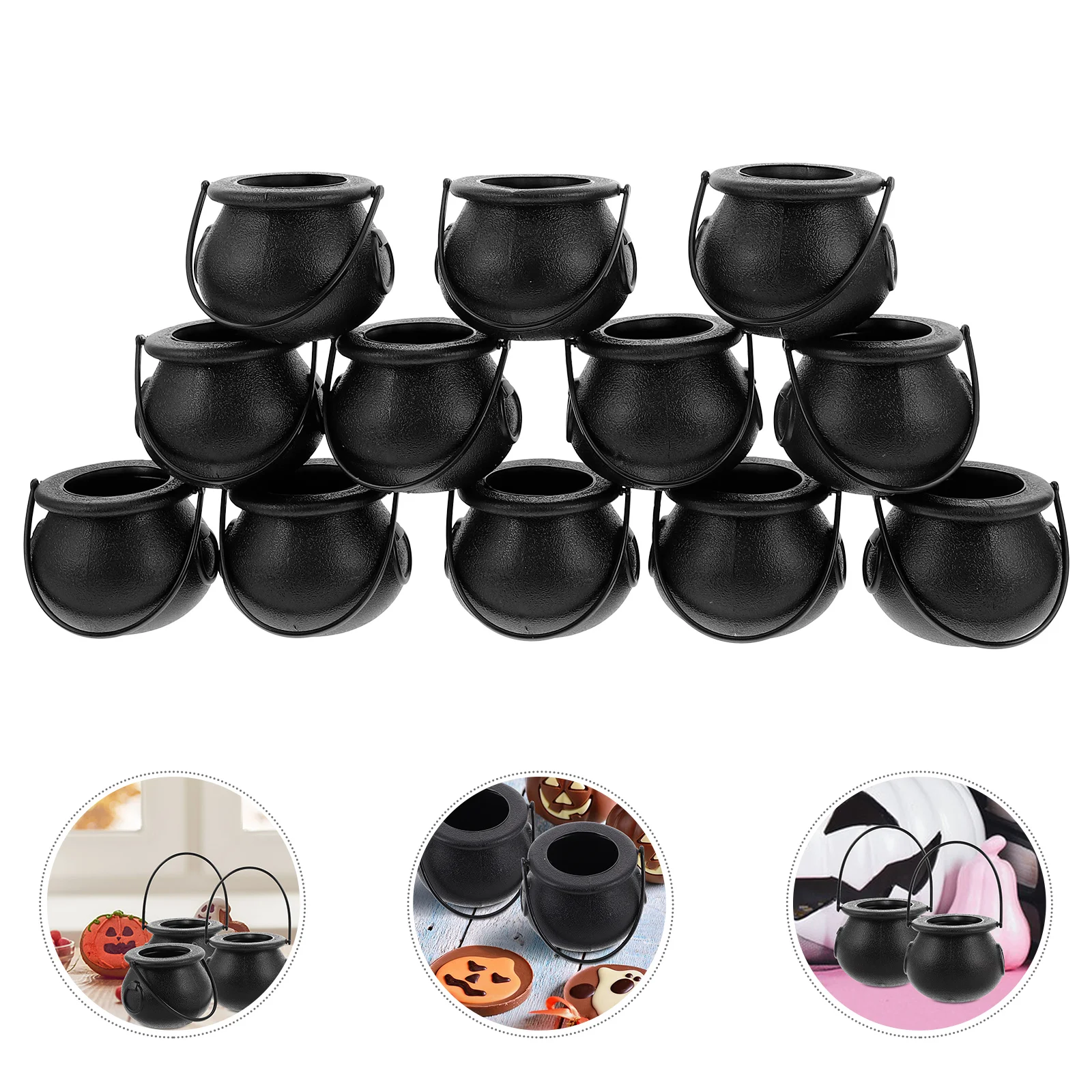 12 Pcs Mini Halloween Ornaments Candy Holder Key Chain Trick Treat Bucket Child