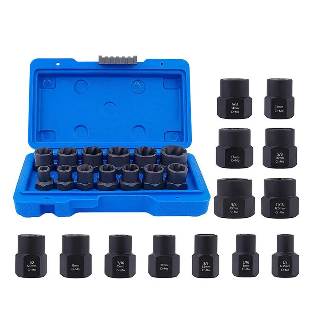 

13 Piece Nut Extractor Socket Impact Bolt Nut Screw Remover Tool Set Socket Wrench Bolt Extractor Socket Tool Car Repair Props