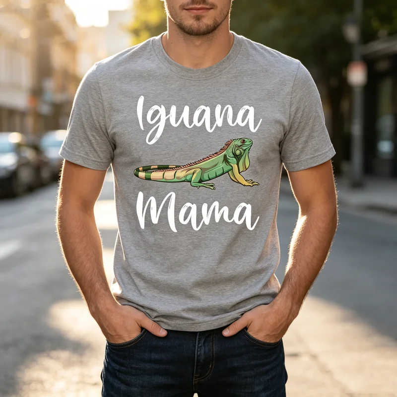 Iguana Mama Funny Iguana Mom Iguana Lizard Pet Reptile Unisex T-shirt Soft Cotton Crew Neck Mens Daily Top  Y2k Top Harajuku