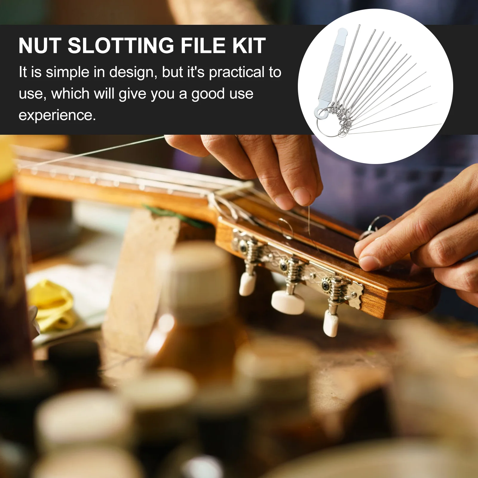 Nut Slotting File Kit Guitar Luthier Repair Tool Steel Professional Pearlescent