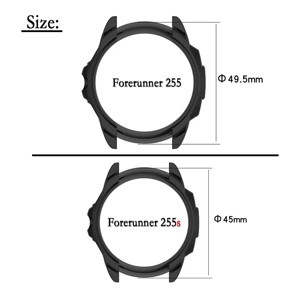 For Garmin Forerunner 255 Watch Case Soft and Durable TPU Hollow Watch Protector Shell Protective Case For Forerunner 255s